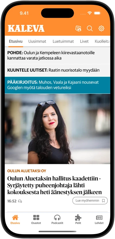 Kalevan uutisnäkymä: ajankohtaiset uutiset ja artikkelin kuva.
