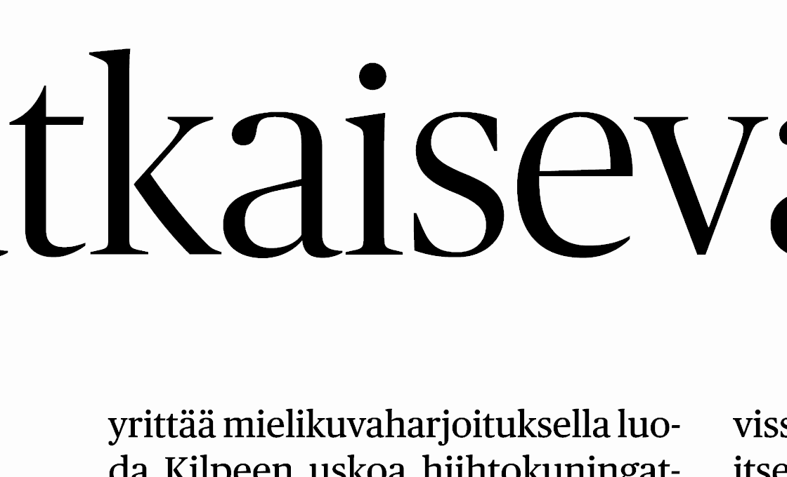 Sama kohta sivusta 4×-suurennoksella Editionsin piirtämänä. Kirjainten reunat ovat terävät.